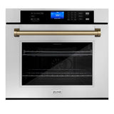 ZLINE 30 in. Autograph Edition Electric Single Wall Oven with Self Clean and True Convection in Stainless Steel and Champagne Bronze Accents (AWSZ-30-CB)