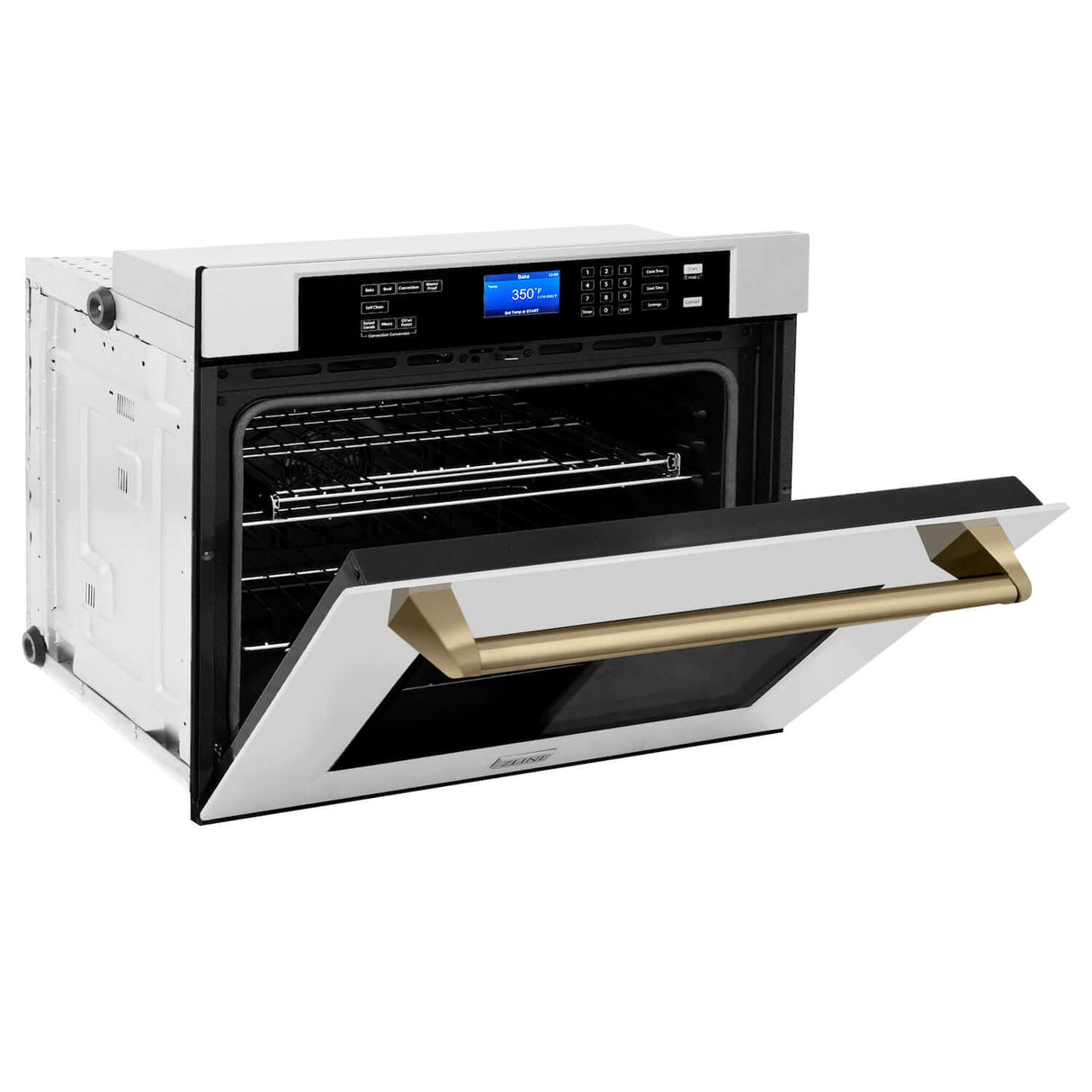 ZLINE 30 in. Autograph Edition Electric Single Wall Oven with Self Clean and True Convection in Stainless Steel and Champagne Bronze Accents (AWSZ-30-CB)