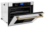 ZLINE 30 in. Autograph Edition Electric Single Wall Oven with Self Clean and True Convection in Stainless Steel and Champagne Bronze Accents (AWSZ-30-CB)