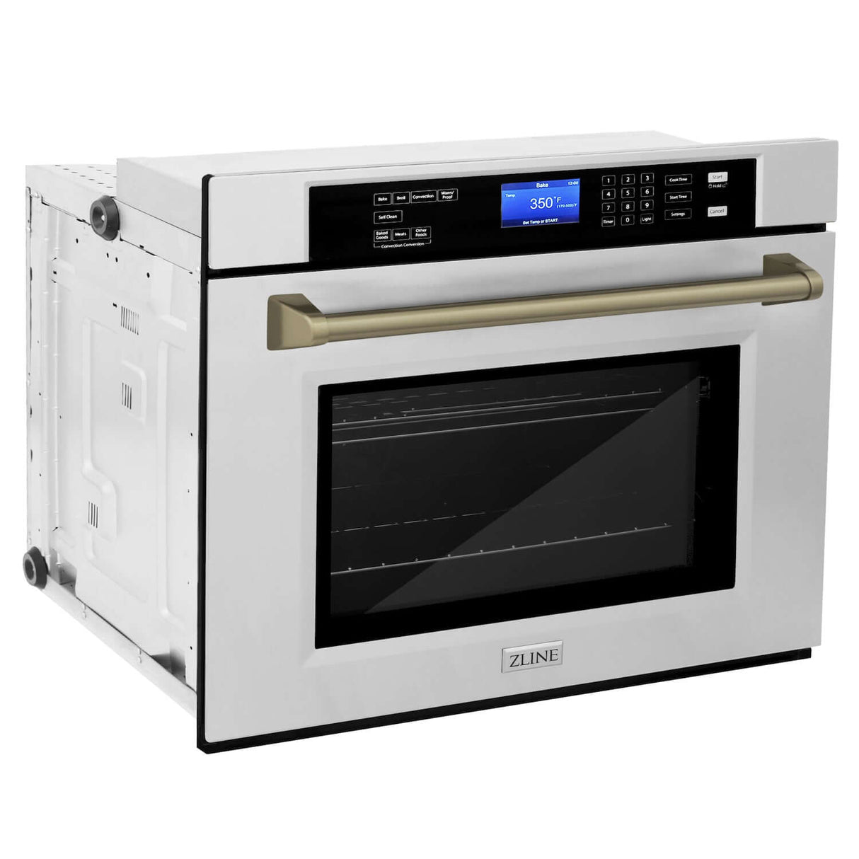 ZLINE 30 in. Autograph Edition Electric Single Wall Oven with Self Clean and True Convection in Stainless Steel and Champagne Bronze Accents (AWSZ-30-CB)