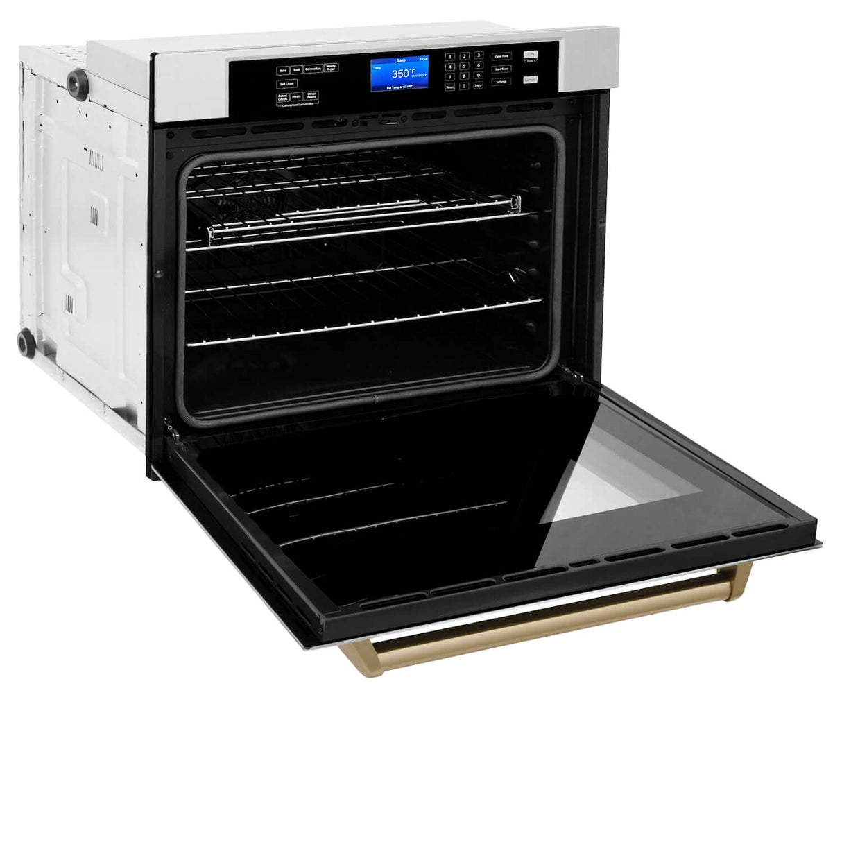 ZLINE 30 in. Autograph Edition Electric Single Wall Oven with Self Clean and True Convection in Stainless Steel and Champagne Bronze Accents (AWSZ-30-CB)