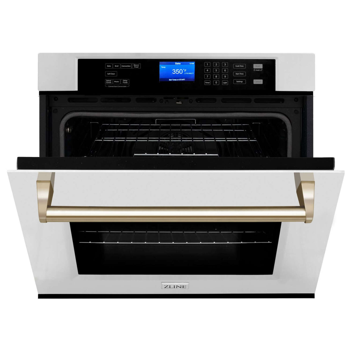 ZLINE 30 in. Autograph Edition Electric Single Wall Oven with Self Clean and True Convection in Stainless Steel and Polished Gold Accents (AWSZ-30-G)