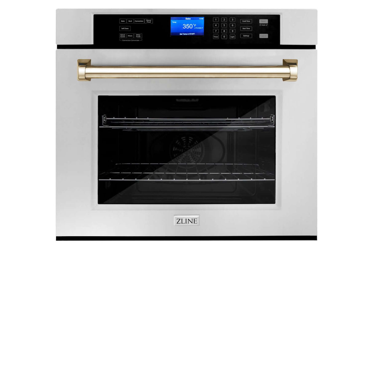 ZLINE 30 in. Autograph Edition Electric Single Wall Oven with Self Clean and True Convection in Stainless Steel and Polished Gold Accents (AWSZ-30-G)