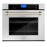 ZLINE 30 in. Autograph Edition Electric Single Wall Oven with Self Clean and True Convection in Stainless Steel and Polished Gold Accents (AWSZ-30-G)