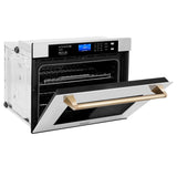 ZLINE 30 in. Autograph Edition Electric Single Wall Oven with Self Clean and True Convection in Stainless Steel and Polished Gold Accents (AWSZ-30-G)