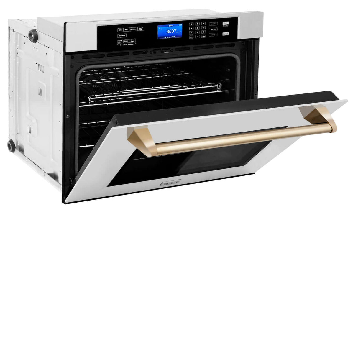 ZLINE 30 in. Autograph Edition Electric Single Wall Oven with Self Clean and True Convection in Stainless Steel and Polished Gold Accents (AWSZ-30-G)