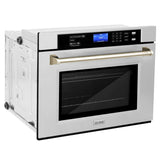 ZLINE 30 in. Autograph Edition Electric Single Wall Oven with Self Clean and True Convection in Stainless Steel and Polished Gold Accents (AWSZ-30-G)