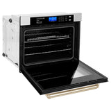 ZLINE 30 in. Autograph Edition Electric Single Wall Oven with Self Clean and True Convection in Stainless Steel and Polished Gold Accents (AWSZ-30-G)