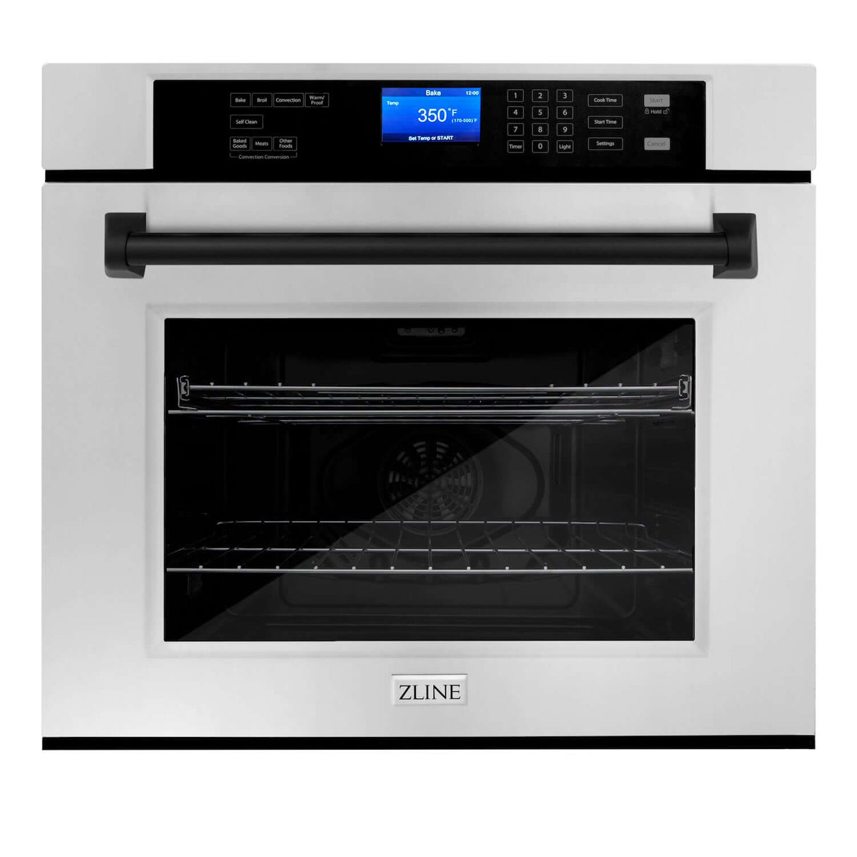 ZLINE 30 in. Autograph Edition Electric Single Wall Oven with Self Clean and True Convection in Stainless Steel and Matte Black Accents (AWSZ-30-MB)