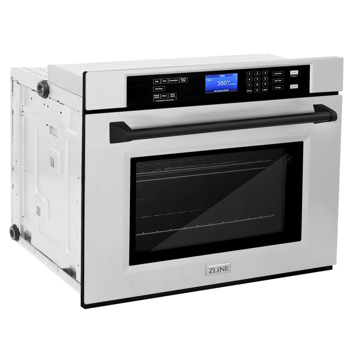 ZLINE 30 in. Autograph Edition Electric Single Wall Oven with Self Clean and True Convection in Stainless Steel and Matte Black Accents (AWSZ-30-MB)