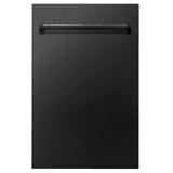 ZLINE 18 in. Compact Top Control Dishwasher with Black Stainless Steel Panel and Traditional Handle, 52dBa (DW-BS-18)