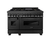 ZLINE 48 in. 6.0 cu. ft. Dual Fuel Range with Gas Stove and Electric Oven in Black Stainless Steel with Brass Burners (RAB-BR-48)