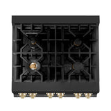 ZLINE Autograph Edition 30 in. 4.0 cu. ft. Dual Fuel Range with Gas Stove and Electric Oven in Black Stainless Steel with Polished Gold Accents (RABZ-30-G)