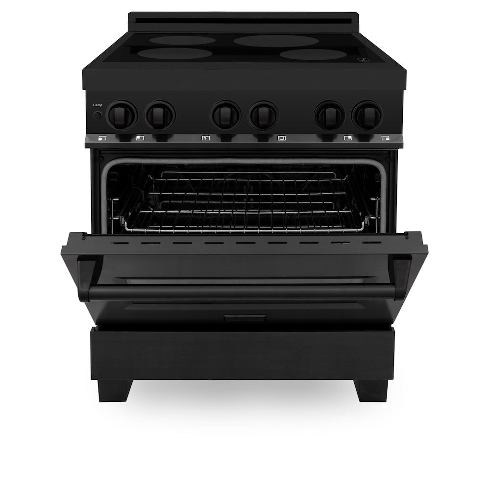 ZLINE 30 in. 4.0 cu. ft. Induction Range with a 4 Element Stove and Electric Oven in Black Stainless Steel (RAIND-BS-30)