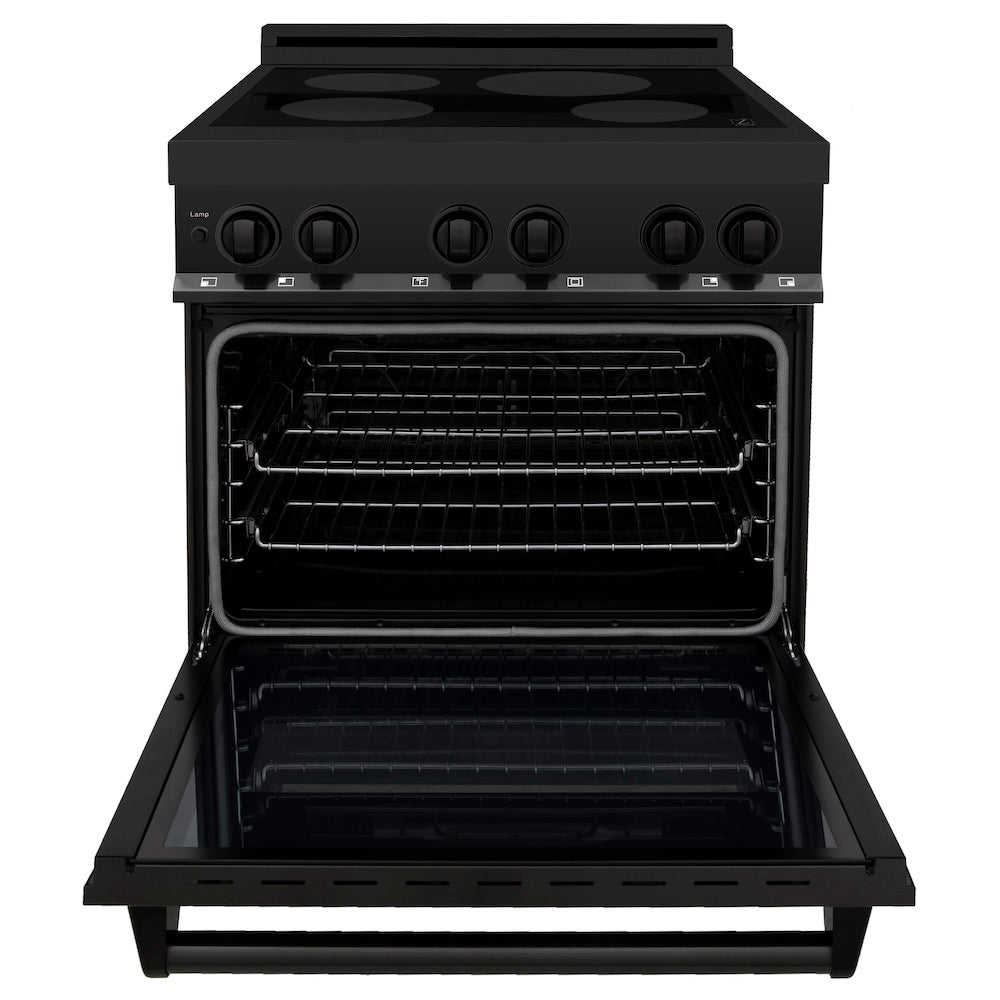 ZLINE 30 in. 4.0 cu. ft. Induction Range with a 4 Element Stove and Electric Oven in Black Stainless Steel (RAIND-BS-30)