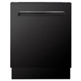 ZLINE Kitchen Package with Black Stainless Steel Refrigeration, 48 in. Dual Fuel Range, 48 in. Range Hood, Microwave Drawer, and 24 in. Tall Tub Dishwasher (5KPR-RABRH48-MWDWV)