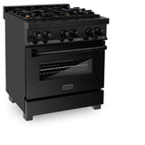 ZLINE 30 in. 4.0 cu. ft. Dual Fuel Range with Gas Stove and Electric Oven in Black Stainless Steel with Brass Burners (RAB-BR-30)