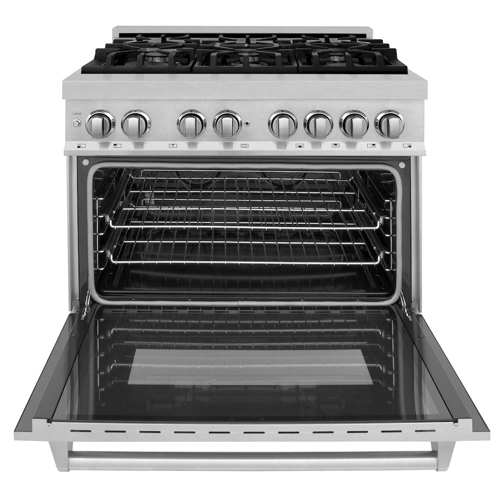 ZLINE 36 in. 4.6 cu. ft. Dual Fuel Range with Gas Stove and Electric Oven in in Fingerprint Resistant Stainless Steel (RAS-SN-36)