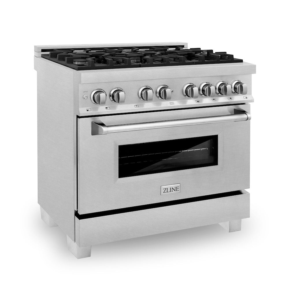 ZLINE 36 in. 4.6 cu. ft. Dual Fuel Range with Gas Stove and Electric Oven in in Fingerprint Resistant Stainless Steel (RAS-SN-36)