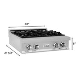 ZLINE 30 in. Porcelain Rangetop in DuraSnow® Stainless Steel with 4 Gas Burners (RTS-30)