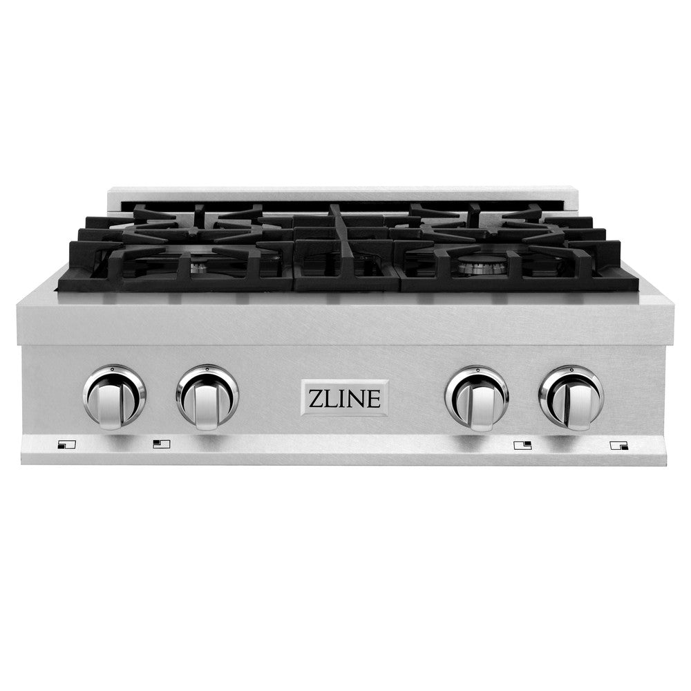 ZLINE 30 in. Porcelain Rangetop in DuraSnow® Stainless Steel with 4 Gas Burners (RTS-30)