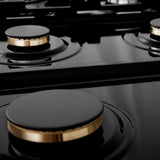 ZLINE Autograph Edition 36 in. Porcelain Rangetop with 6 Gas Burners in DuraSnow Stainless Steel with Matte Black Accents (RTSZ-36-MB)