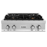 ZLINE 30 in. Porcelain Rangetop in DuraSnow Stainless Steel with 4 Gas Brass Burners (RTS-BR-30)