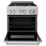 ZLINE 30 in. 4.0 cu. ft. Dual Fuel Range with Gas Stove and Electric Oven in Fingerprint Resistant Stainless Steel (RAS-SN-30)