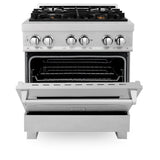 ZLINE 30 in. 4.0 cu. ft. Dual Fuel Range with Gas Stove and Electric Oven in Fingerprint Resistant Stainless Steel and Brass Burners (RAS-SN-BR-30)