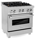 ZLINE 30 in. 4.0 cu. ft. Dual Fuel Range with Gas Stove and Electric Oven in Fingerprint Resistant Stainless Steel and Brass Burners (RAS-SN-BR-30)