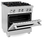 ZLINE 30 in. 4.0 cu. ft. Dual Fuel Range with Gas Stove and Electric Oven in Fingerprint Resistant Stainless Steel and Brass Burners (RAS-SN-BR-30)