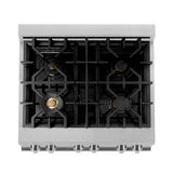 ZLINE 30 in. 4.0 cu. ft. Dual Fuel Range with Gas Stove and Electric Oven in Fingerprint Resistant Stainless Steel and Brass Burners (RAS-SN-BR-30)