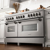 ZLINE 60 in 7.4 cu. ft. Dual Fuel Range with Gas Stove and Electric Oven in Fingerprint Resistant Stainless Steel with Brass Burners (RAS-SN-BR-60)