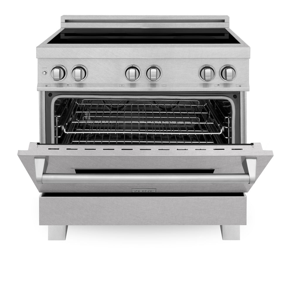 ZLINE 36 in. 4.6 cu. ft. Induction Range with a 4 Element Stove and Electric Oven in Fingerprint Resistant Stainless Steel (RAINDS-SN-36)