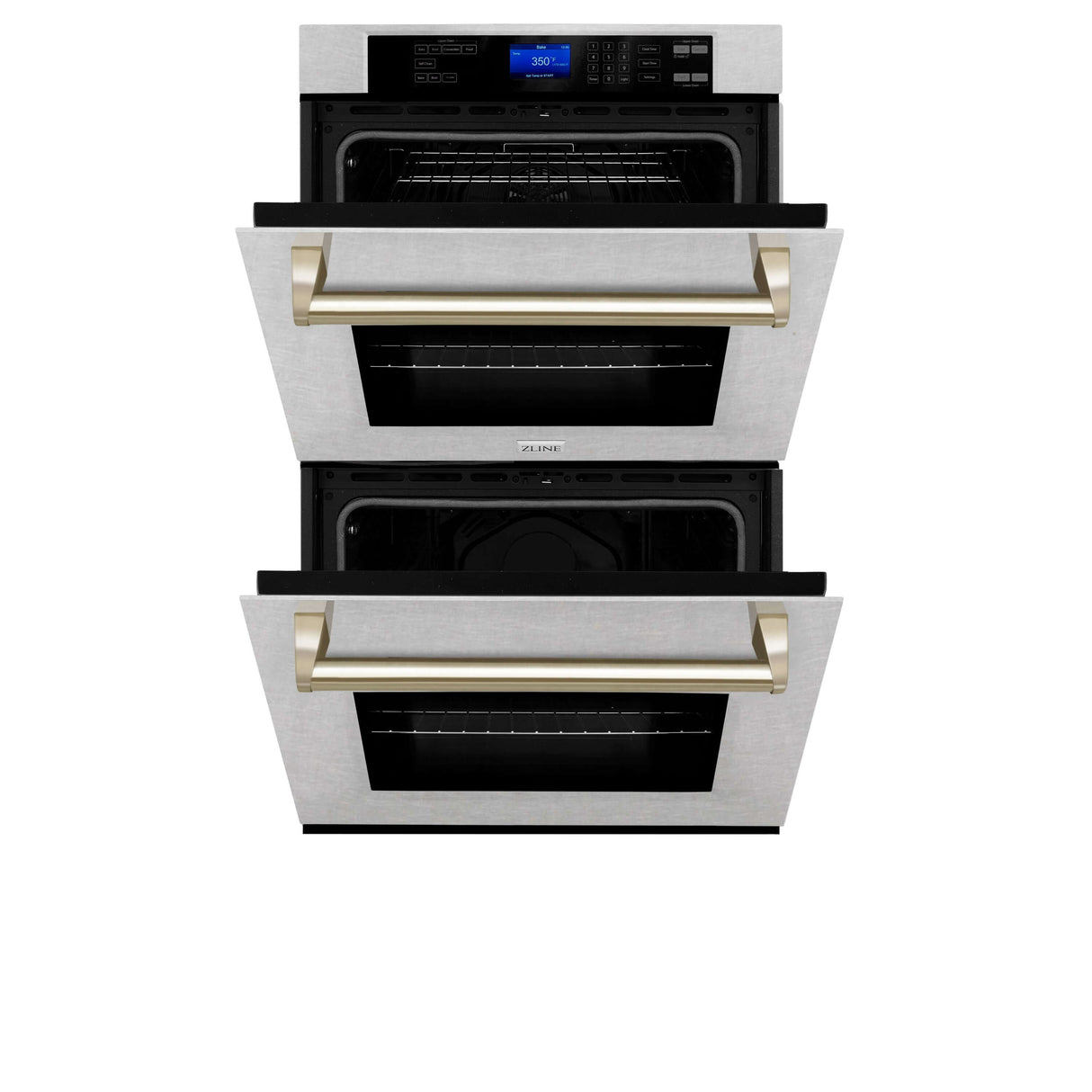 ZLINE 30 in. Autograph Edition Electric Double Wall Oven with Self Clean and True Convection in DuraSnow Stainless Steel and Polished Gold Accents (AWDSZ-30-G)