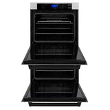 ZLINE Autograph Edition 30 in. Electric Double Wall Oven with Self Clean and True Convection in DuraSnow Stainless Steel and Matte Black Accents (AWDSZ-30-MB)