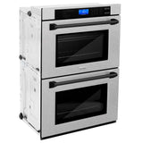 ZLINE Autograph Edition 30 in. Electric Double Wall Oven with Self Clean and True Convection in DuraSnow Stainless Steel and Matte Black Accents (AWDSZ-30-MB)