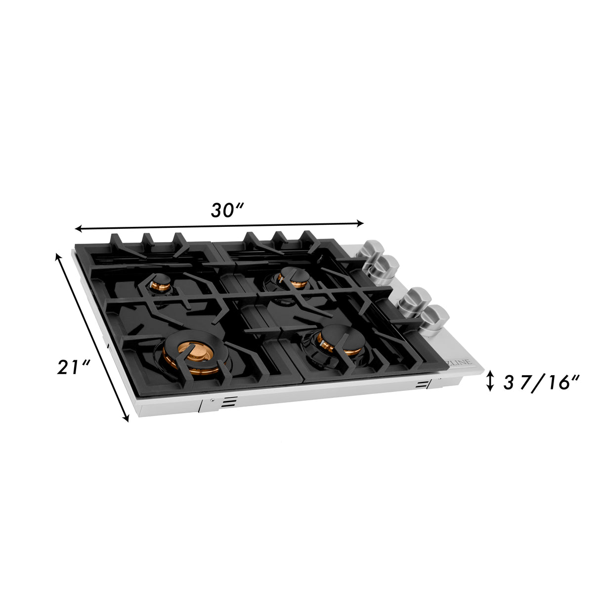 ZLINE 30 in. Gas Cooktop with 4 Gas Brass Burners and Black Porcelain Top (RC-BR-30-PBT)