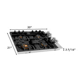 ZLINE 30 in. Gas Cooktop with 4 Gas Brass Burners and Black Porcelain Top (RC-BR-30-PBT)