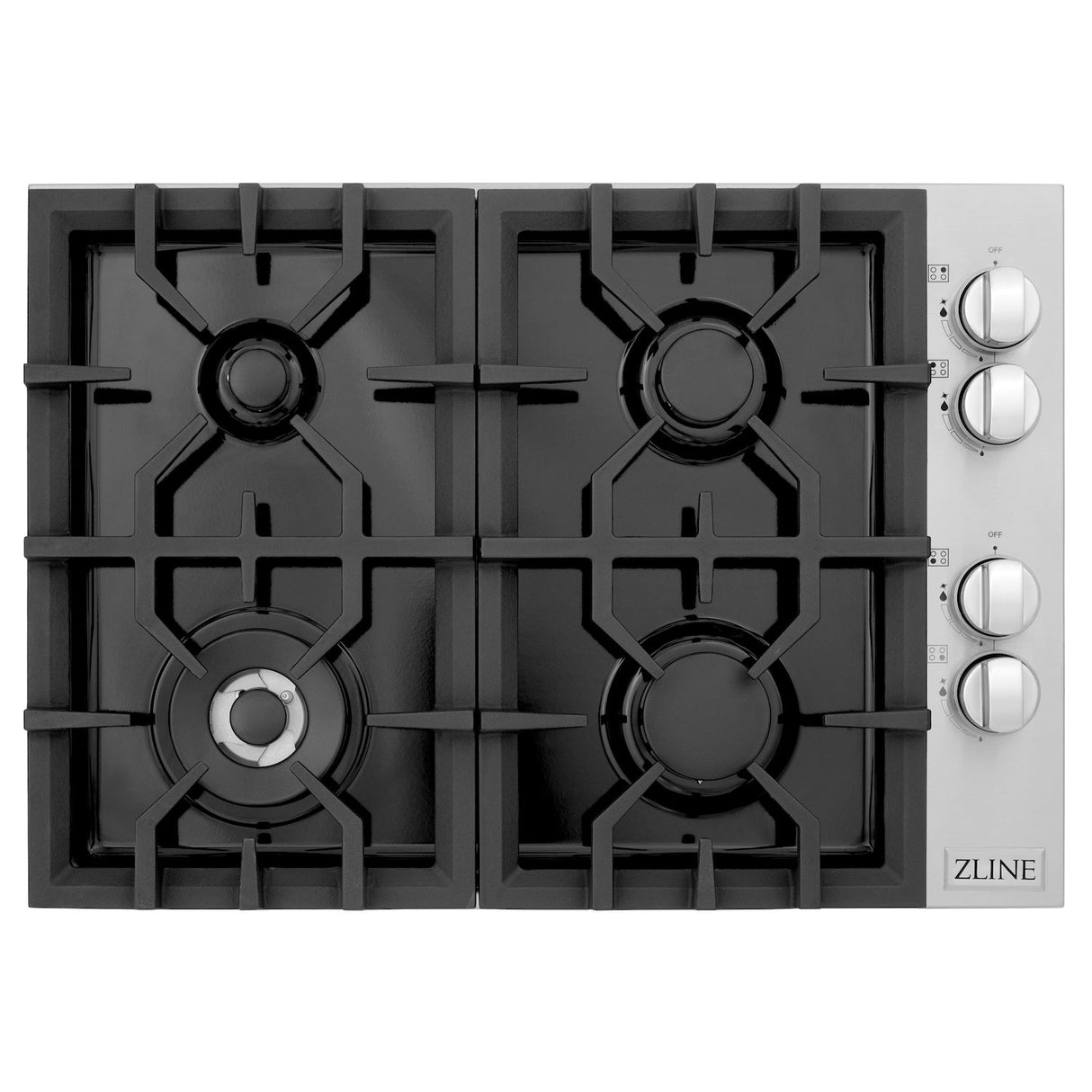 ZLINE 30 in. Gas Cooktop with 4 Gas Burners and Black Porcelain Top (RC30-PBT)