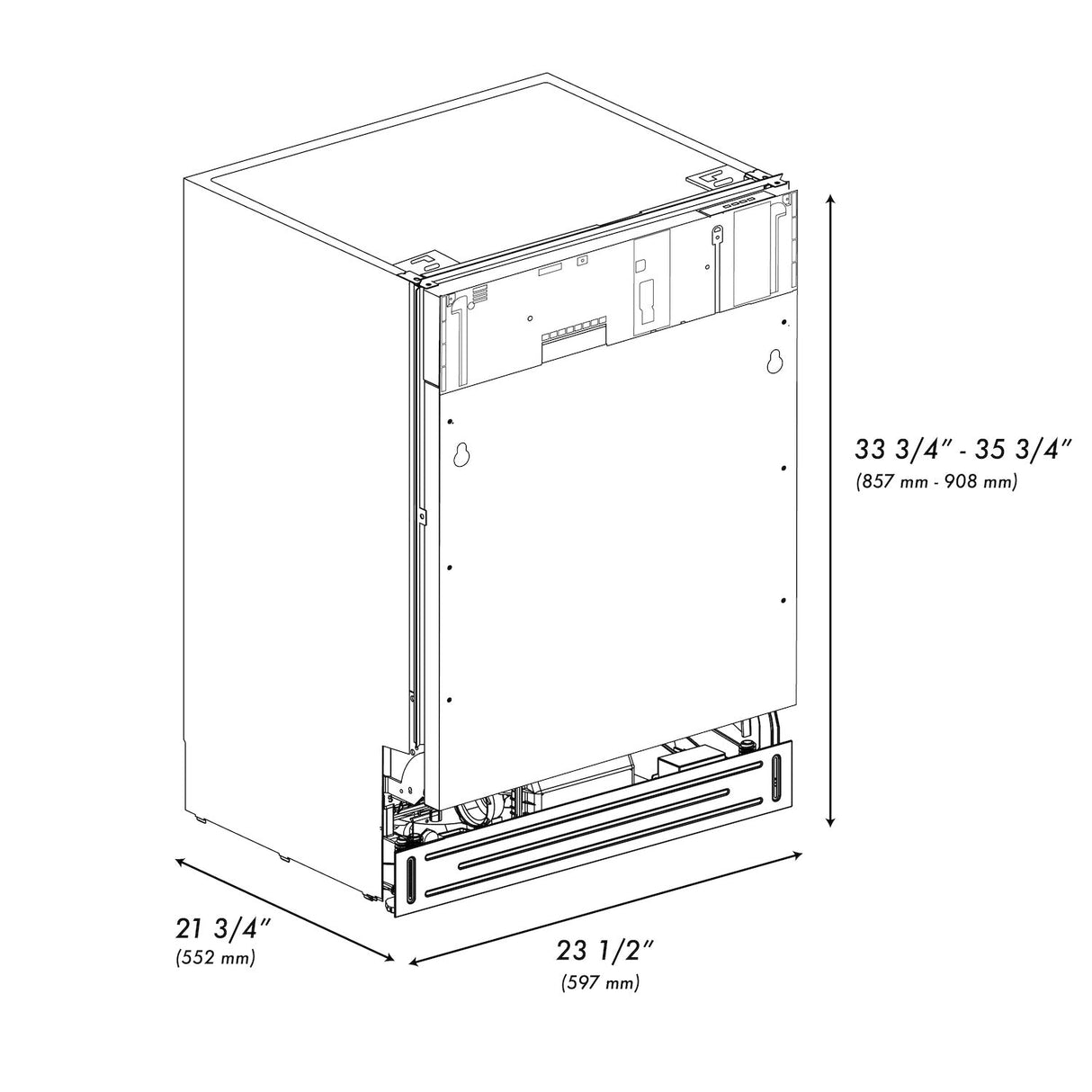 ZLINE 24 in. Tallac Series 3rd Rack Dishwasher in Custom Panel Ready with Stainless Steel Tub, 51dBa (DWV-24)