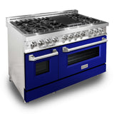 ZLINE 48 in. Professional Dual Fuel Range in Stainless Steel with Blue Gloss Door (RA-BG-48)