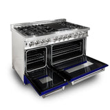 ZLINE 48 in. Professional Dual Fuel Range in Stainless Steel with Blue Gloss Door (RA-BG-48)