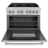 ZLINE 36 in. Dual Fuel Range with Gas Stove and Electric Oven in Stainless Steel with Brass Burners (RA-BR-36)