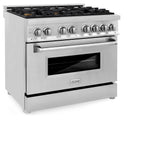 ZLINE 36 in. Dual Fuel Range with Gas Stove and Electric Oven in Stainless Steel with Brass Burners (RA-BR-36)