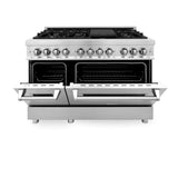 ZLINE 48 in. Kitchen Package with Stainless Steel Dual Fuel Range, Range Hood, Microwave Drawer and Tall Tub Dishwasher (4KP-RARH48-MWDWV)