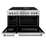 ZLINE 48 in. Kitchen Package with Stainless Steel Dual Fuel Range, Range Hood, Microwave Drawer and Tall Tub Dishwasher (4KP-RARH48-MWDWV)