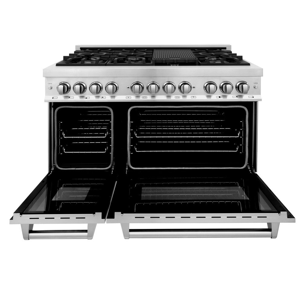 ZLINE 48 in. Kitchen Package with Stainless Steel Dual Fuel Range, Convertible Vent Range Hood and Dishwasher (3KP-RARH48-DW)