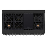 ZLINE 48 in. Kitchen Package with Black Stainless Steel Dual Fuel Range and Convertible Vent Range Hood (2KP-RABRH48)