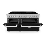 ZLINE 60 In. Professional Dual Fuel Range in DuraSnow® Stainless Steel with Black Matte Doors (RAS-BLM-60)